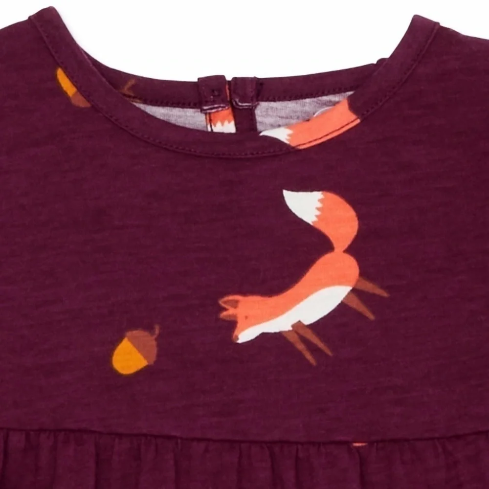 𝅺NWT Wonder Nation Infant Girls 12 Mo Dress Bloomers Long Sleeve Knit Fox Acorn